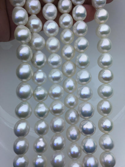 AAA 11-13mm white oval near round freshwater pearls,loose pearl beads,round pearl string,pearl necklace DIY jewelry material,RP12-2A-5