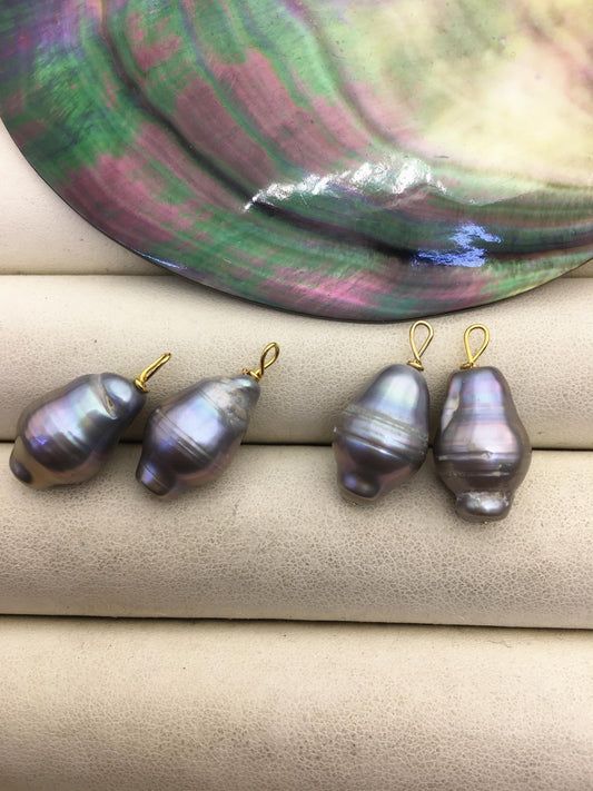 2 pairs gray 11mm big baroque freshwater pearl,SE3-T23