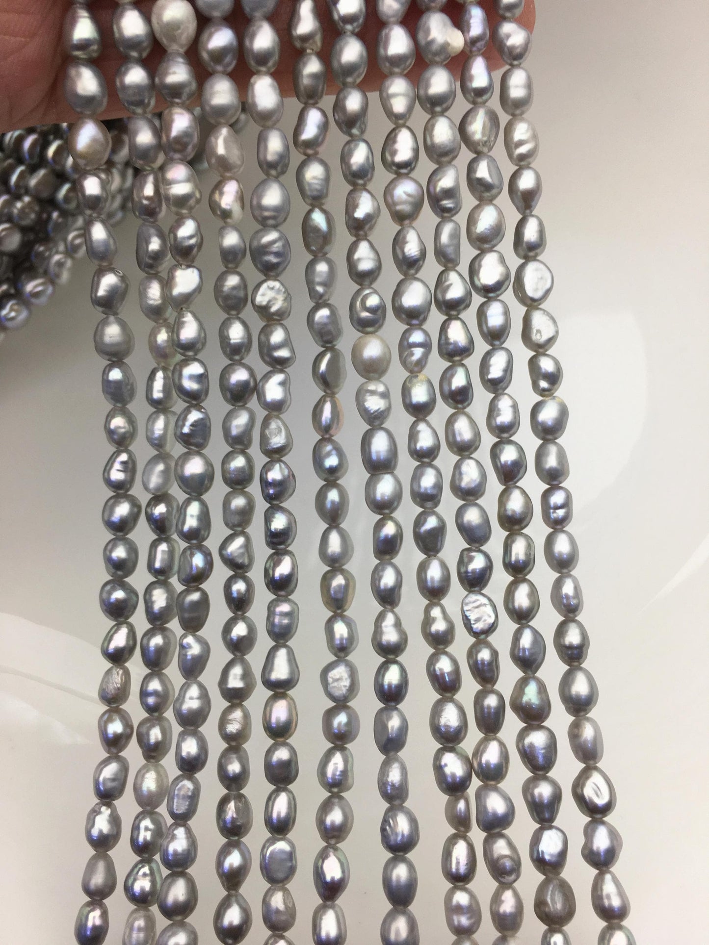 2 strands AA+ 4-5mm gray nugget freshwater pearls,irregular nugget freshwater pearl strand,LM4-2A-3