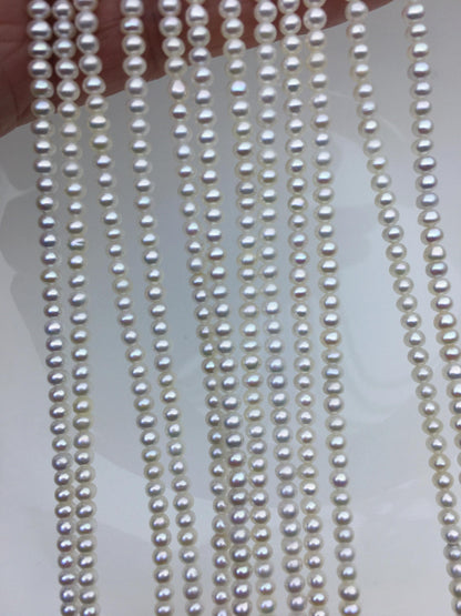 AAA 3-3.5mm tiny white button round freshwater pearls,nucleus pearl,Rondelle pearl Beads,SM3-3A-31