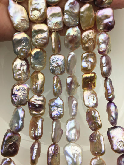 AA+ 15-18mm mix color thick rectangle freshwater pearls,diy bead,flat block pearl bead,ZS-103-31