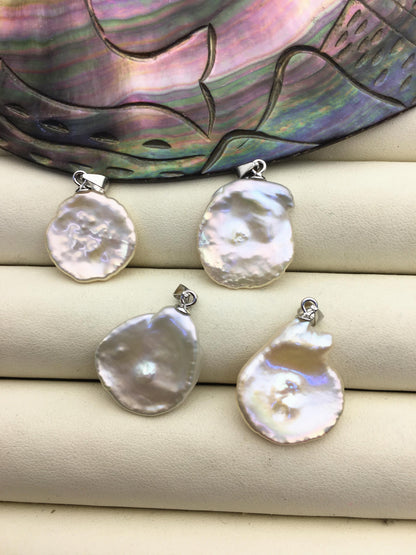 1pc AAA 16-18mm Big Light Pink keshi pearl pendant necklace,S925 Sterling silver pendant,NC1-T59