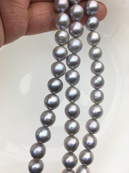 AA+ 9-11mm gray baroque oval Edison Freshwater Pearl,ED12-2A-5-32