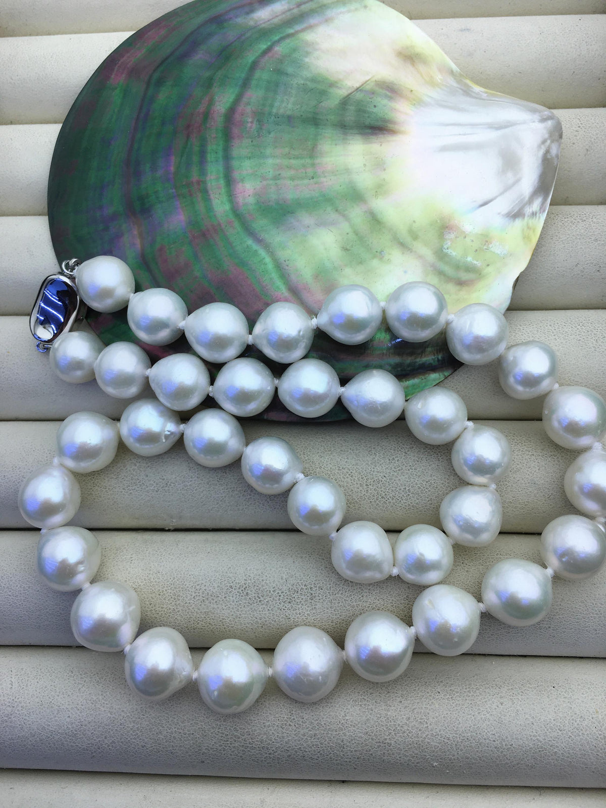 17.5'' AA+ 10-12mm white teardrop edison freshwater pearl necklace,NPN1-T30-15