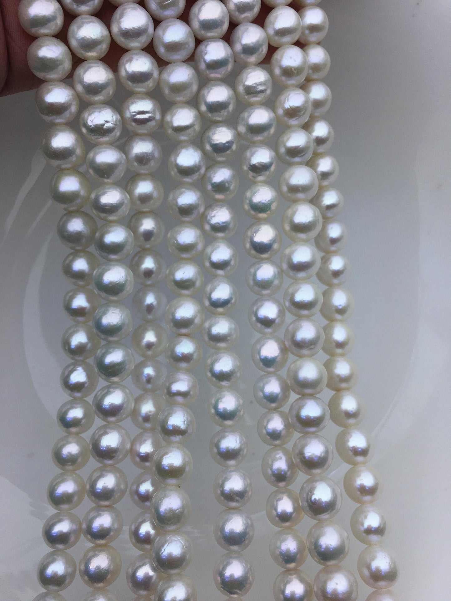 AA+ 8-10mm white baroque near round Edison Freshwater Pearl,ED10-2A-2-51