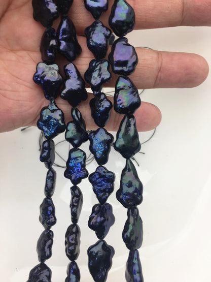 AA 11-12mm deep blue black long plum blossom Freshwater Pearl,ZS-119-40