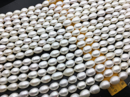AA+ 9.4-10.4mm*12.5-16mm white long rice freshwater pearls,LR10-2A-2