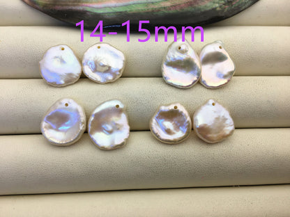 1 pair AAA 10-20mm White keshi Freshwater Pearl White loose Beads Pair,wholesale,0.9mm top side hole,ZS-103-37-47
