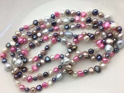 48'' AAA 4-9mm misc color nugget freshwater pearl Necklace,NPN1-120