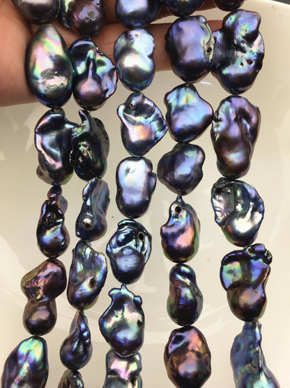 15.5'' AA 13-17mm Green Black Rainbow flame ball pearl,FL15-2A-5-42