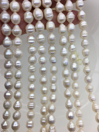 AA 7-8.5mm white baroque Freshwater pearl - full strand - FL10-T8