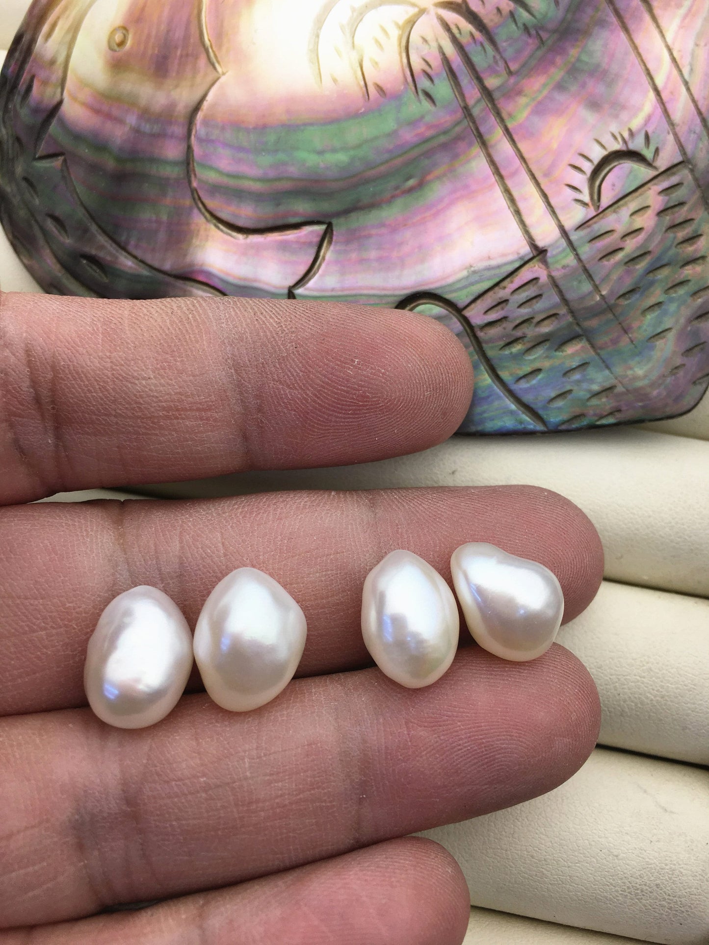 2 pairs AAA 10mm White Nugget baroque loose pearl pairs ,Earring Supplies, no hole, Freshwater Pearls earrings - ZS-103-37-27