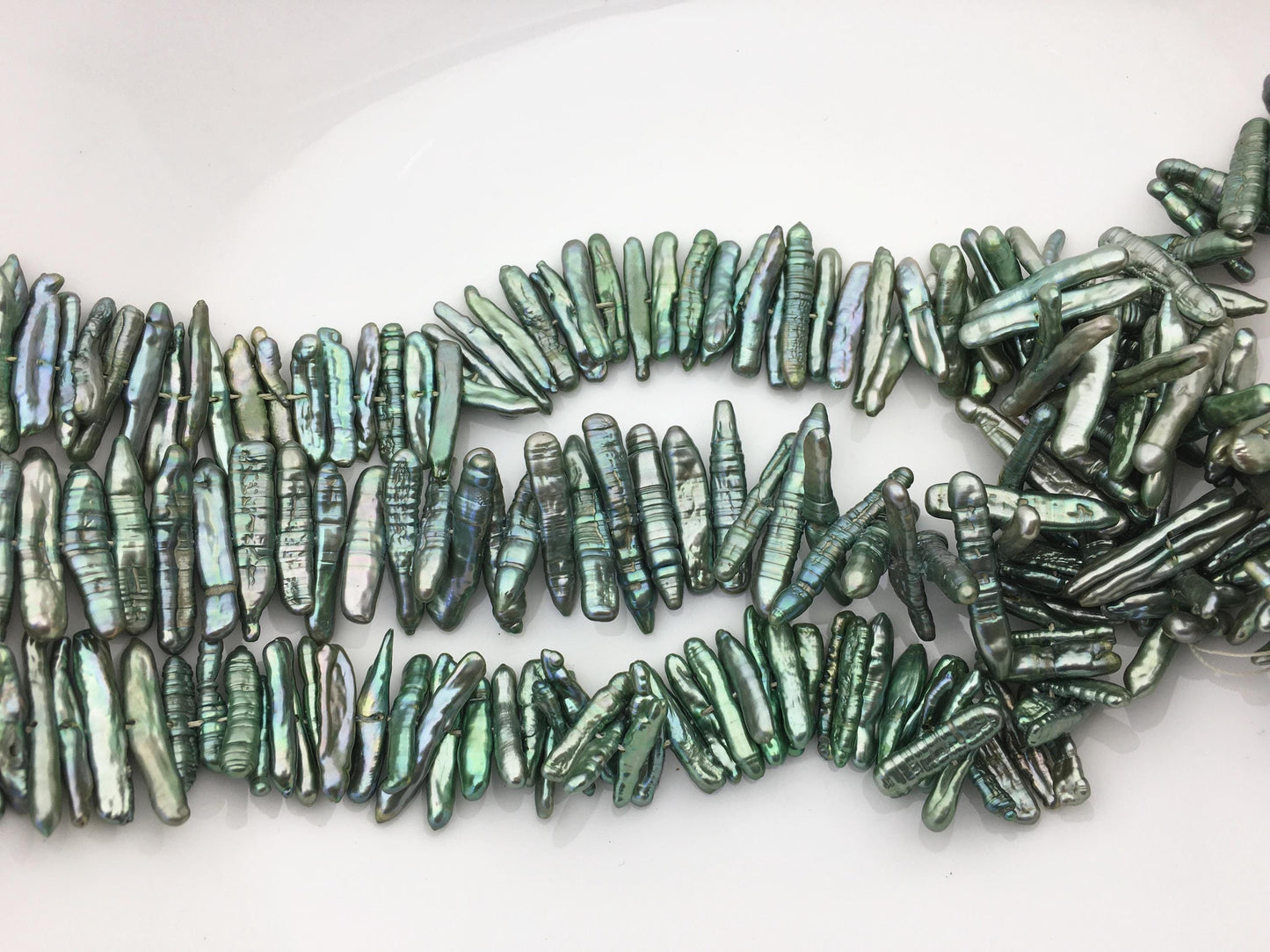A+ 4-6mm green Biwa Pearl Necklace,Genuine Fresh Water Pearl,Wedding Necklace,Mothers Day,ZS-80-10-38