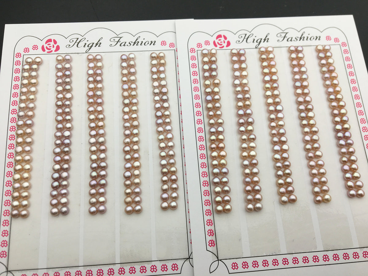 5 pairs AAA 3-3.5mm Purple Seed Button Round freshwater Pearls,loose pearl,for make pearl earring material,half drilled,BTN3-4A-7