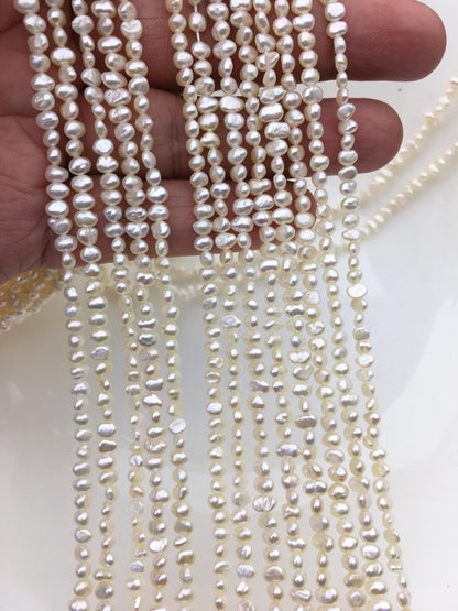 AA+ 3-3.5mm white nugget seed pearls,irregular nugget freshwater pearl strand,cheap price,pearl factory china,LM3-2A-2