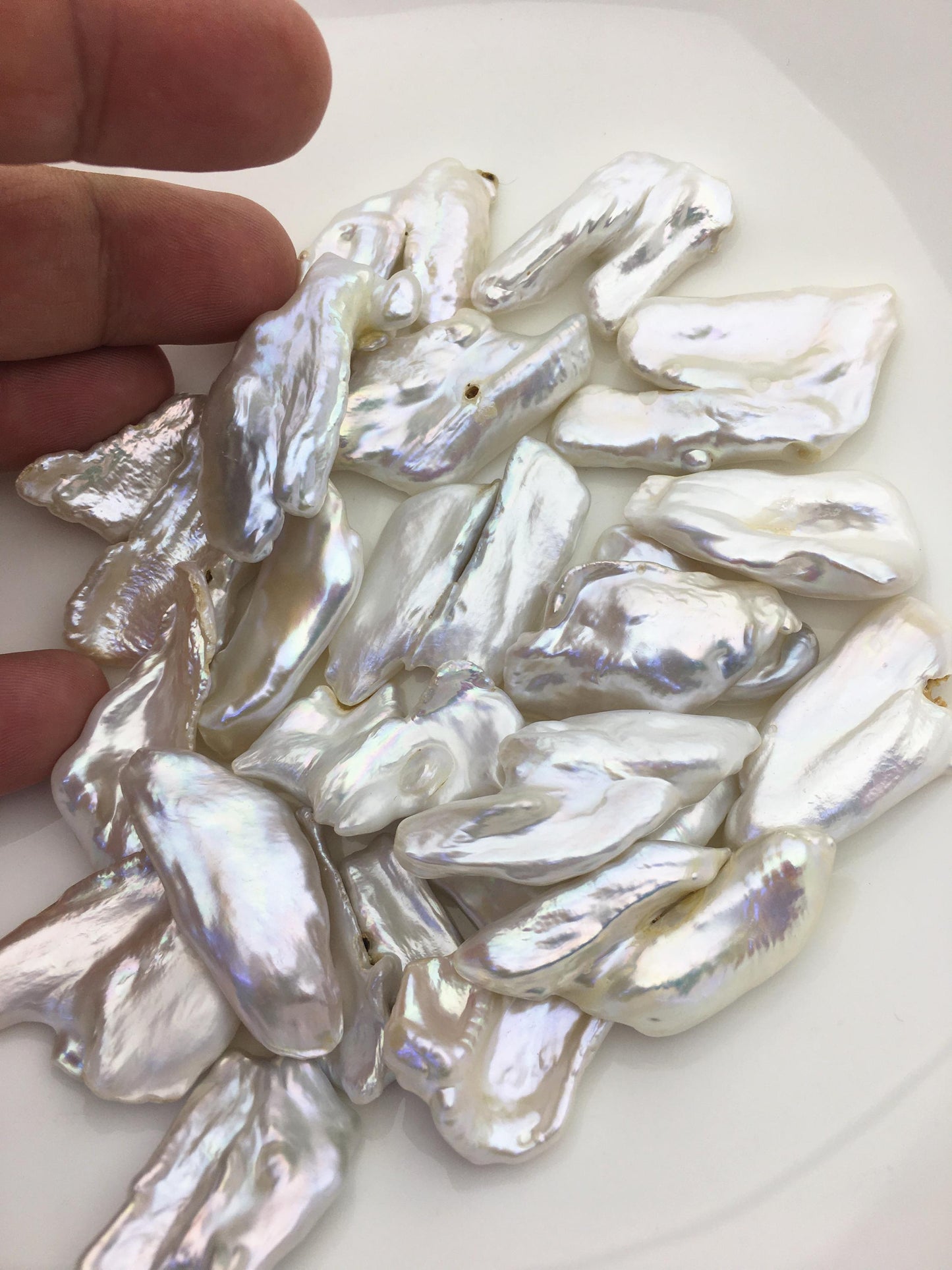 22pcs AA 14-25mm white biwa keshi Freshwater Pearls, no hole,ZS-80-1-16