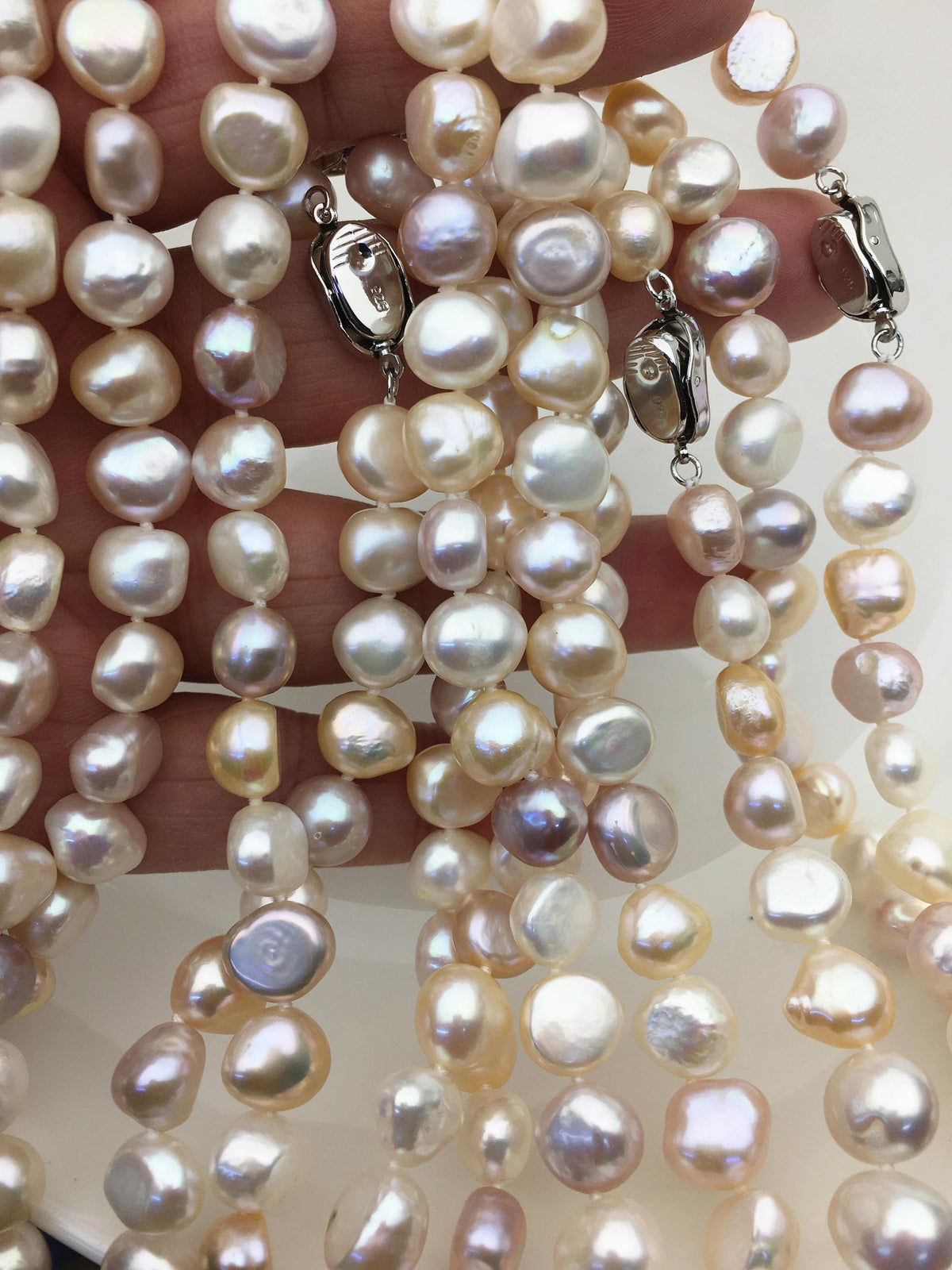 16'' AA+ 9x11mm Big Misc Color White Pink Purple Nugget Freshwater Pearl necklace,NPN1-T18