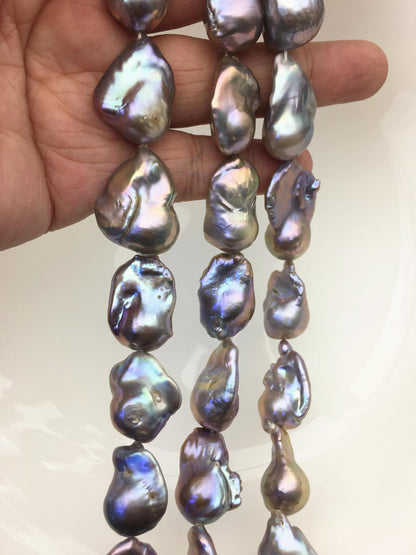 15.5'' AAA- 13-17mm Gray flame ball pearl,FL15-3A-7-3