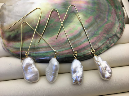 1 pair Natural White Keshi freshwater pearl stud earrings,wedding pearl earrings,SE3-131-42