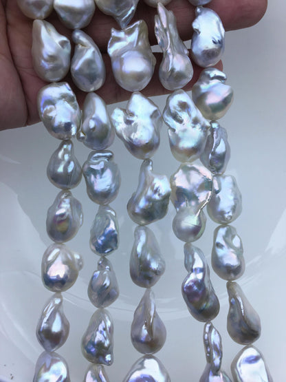 15.5'' AAA 13-17mm Natural Gray flame ball freshwater pearl,FL15-3A-7-41
