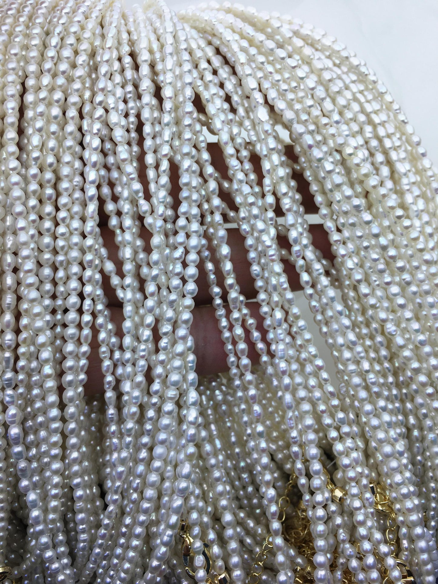 16+2'' AA+ 2.5-3mm white tiny small rice pearl Necklace,Wedding Necklace, Love, Mothers Day,Happiness,wholesale,NPN1-016