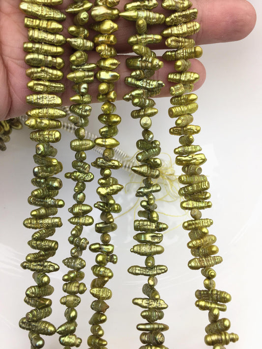 AA 4-5mm green Biwa Pearl Necklace,Genuine Fresh Water Pearl,Wedding Necklace,Mothers Day,ZS-80-10-45