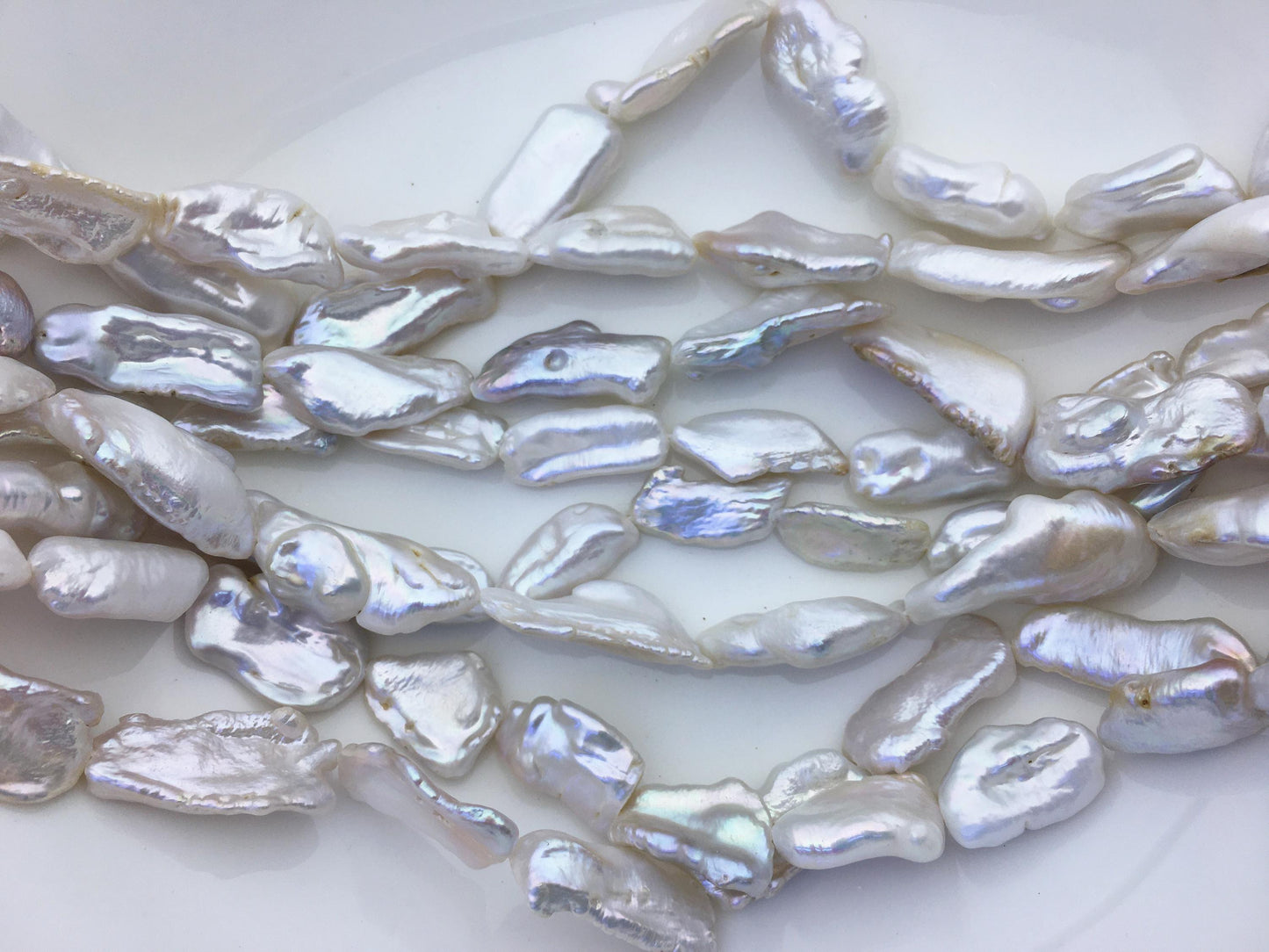 AA+ 9-14mm white Thick Keshi Biwa Pearl Necklace,ZS-200-120-14