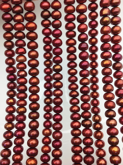 AAA 6-6.5mm brown button round freshwater pearls,full strand,loose button pearl,6mm Rondelle pearl Beads,SM6-T1