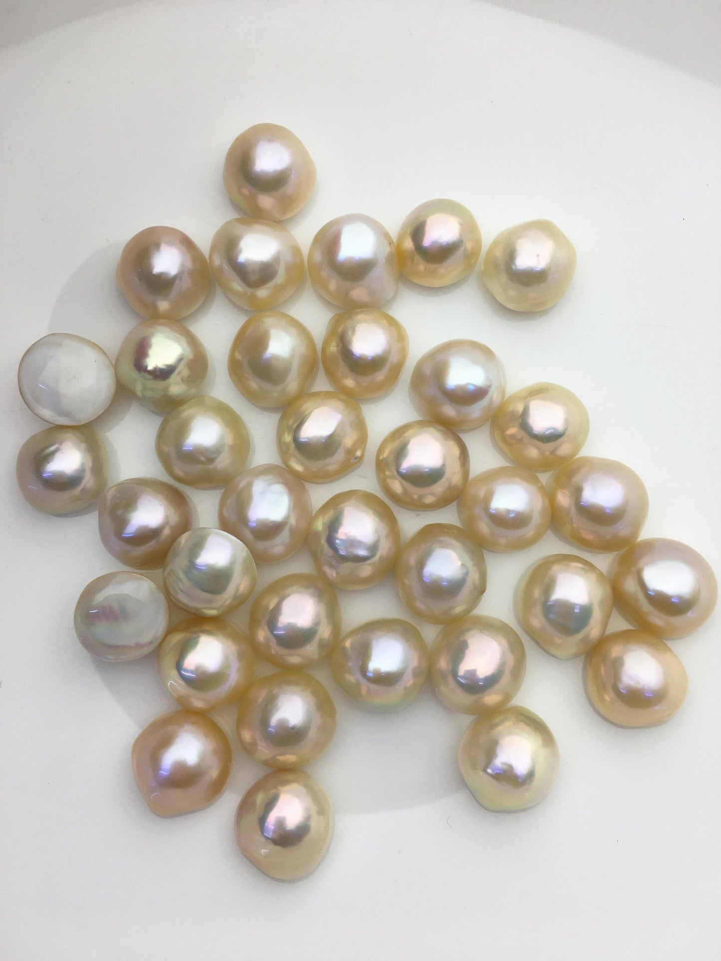 7pcs AAA 12-13mm Baroque Mabe Natural light Orange Rainbow Freshwater Pearls,no hole,MB-T44