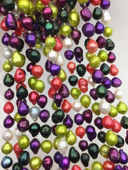 58'' AA 7-9mm misc color Tail Nuclear pearl Necklace,Wedding Necklace, Love, Mothers Day,Happiness,wholesale,NPN1-T4-1