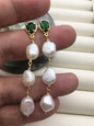 Handmade white nugget pearl stud earrings,earring with white baroque Natural Pearl,SE3-120-2