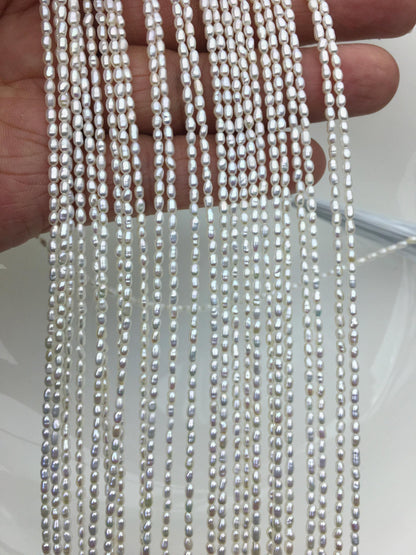 AAA 2-2.2x3-4mm white rice pearls,genuine pearl,Cultured pearl,diy pearl beads,LR2-3A-26