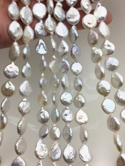 AA+ 11-13mm White Drop Coin freshwater pearls,diy bead,flat round pearl bead,COIN12-2A-2-11