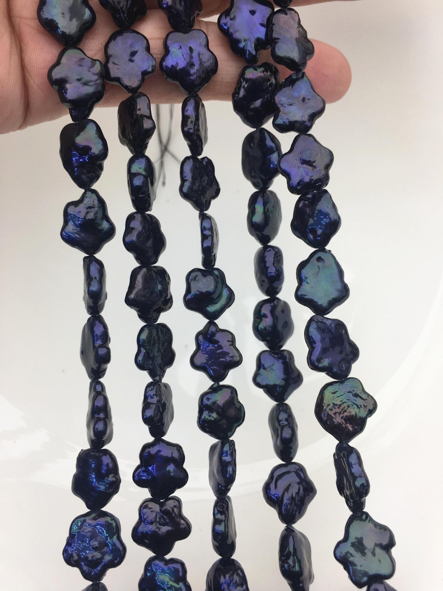 AA 11-12mm deep blue black plum blossom Freshwater Pearl,ZS-119-37