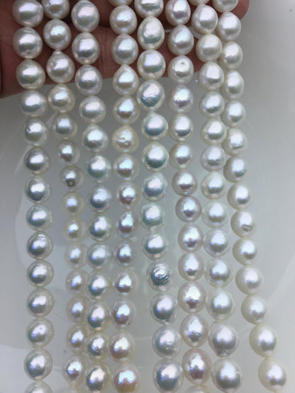 AA+ 8-10mm white oval near round Edison Freshwater Pearl,ED12-2A-5-55
