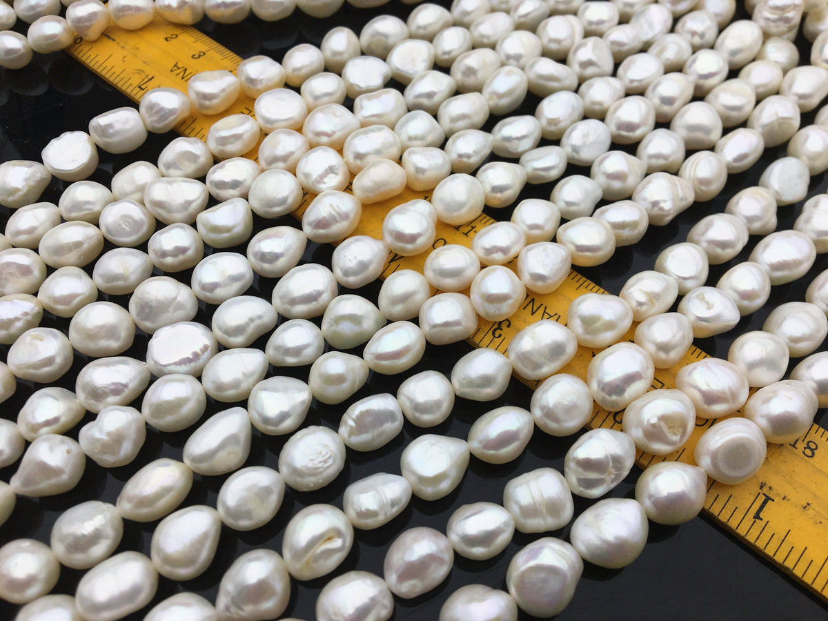 AA 9.2-10.2mm white nugget pearls,Loose Pearls Bulk Supplies,natural Cultured Pearl Beads, large hole,LM10-2A-2