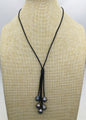 5 real tahitian pearls drop part leather Necklace,Select Leather color Pearl necklace, Leather pearl necklace,Le11-030
