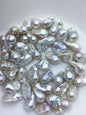 10pcs AAA 13-16mm White Flame ball Pearl - 1.0mm side hole,FL15-T4-13