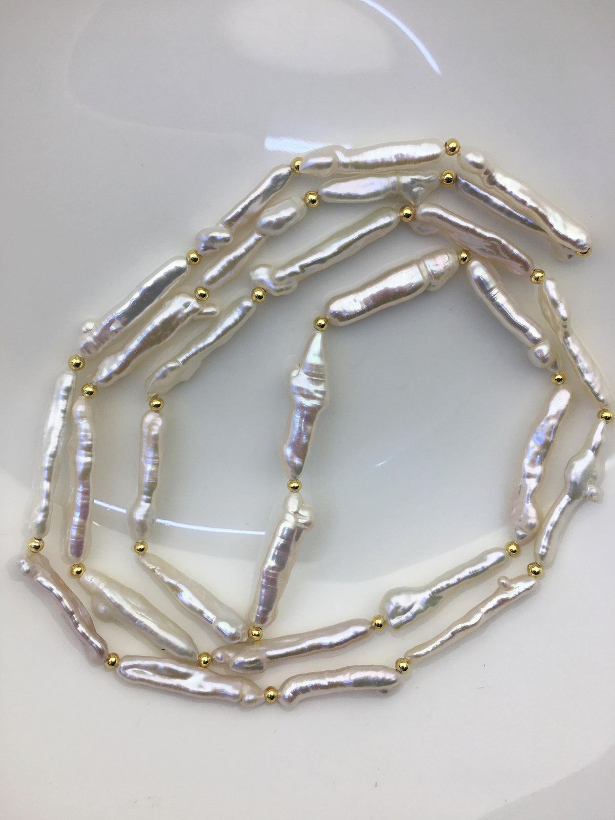 33'' AA+ 4-8mm white toothpick keshi biwa freshwater Pearl necklace,genuine freshwater Pearl necklace,NPN1-024-6