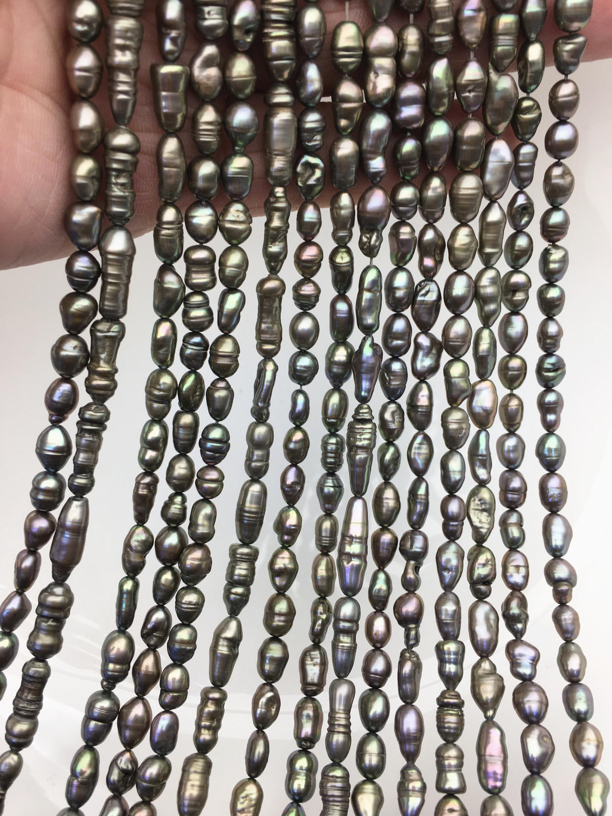 AA+ 5-6mm green toothpick Biwa Pearl Necklace,Genuine Fresh Water Pearl,Wedding Necklace,Mothers Day,ZS-80-10-16