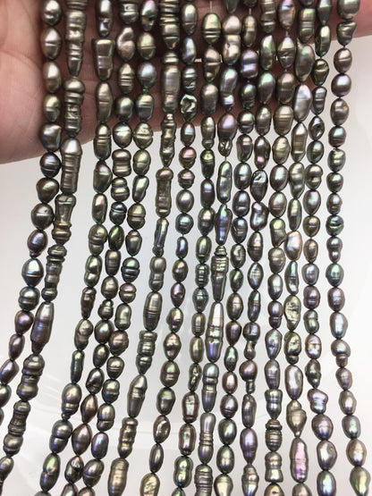 AA+ 5-6mm green toothpick Biwa Pearl Necklace,Genuine Fresh Water Pearl,Wedding Necklace,Mothers Day,ZS-80-10-16