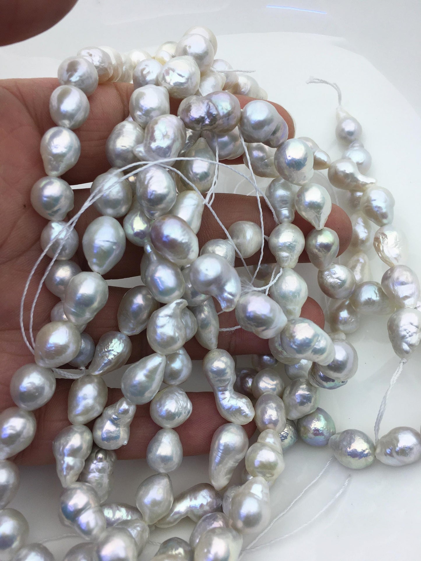 AA+ 8-10mm white with natural gray drop Edison Freshwater Pearl,ED12-2A-5-9
