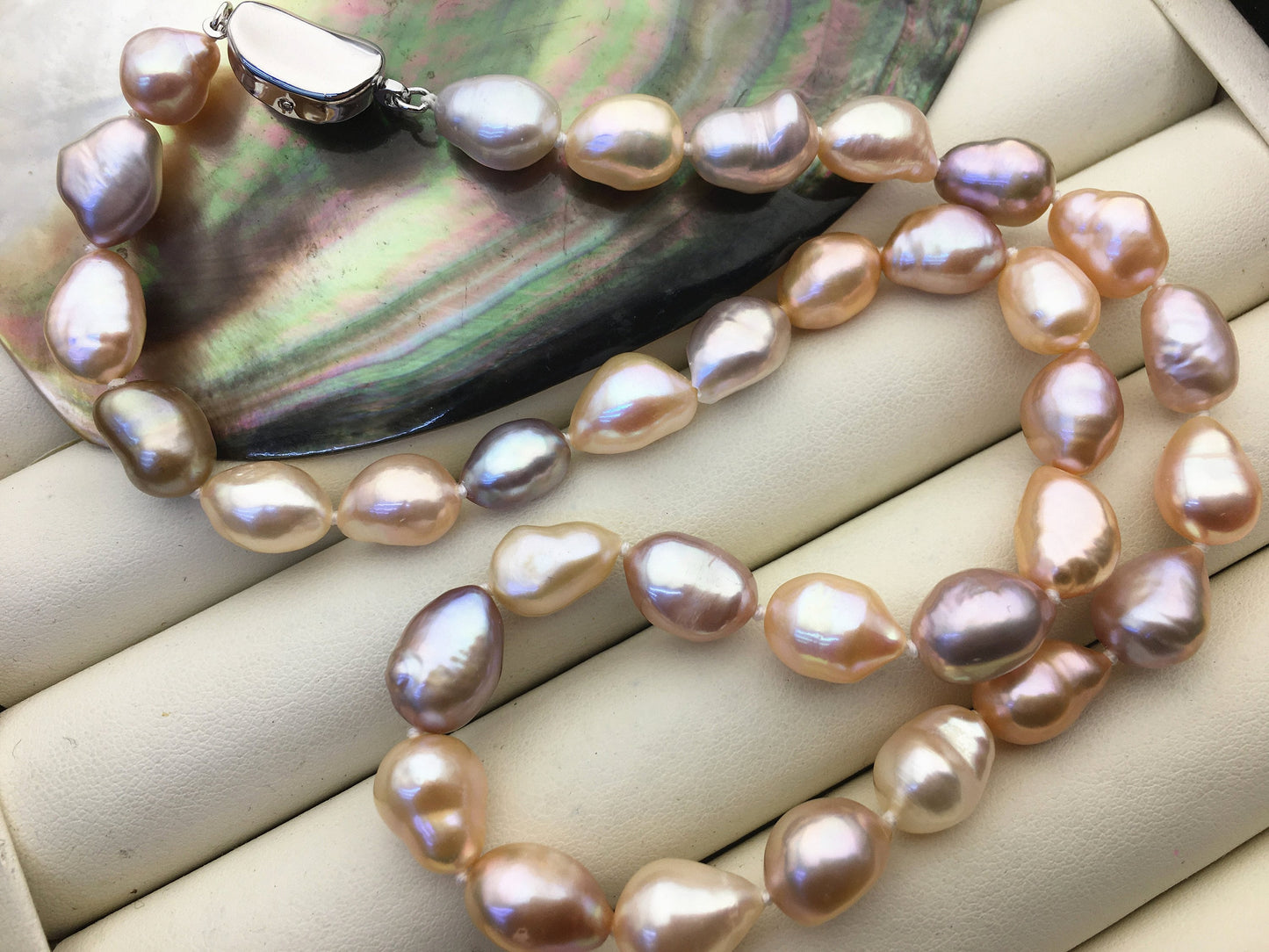 17.5'' AAA 9mm Pink Purple Mix Color Nugget Pearl necklace,pearl necklace, NPN1-021
