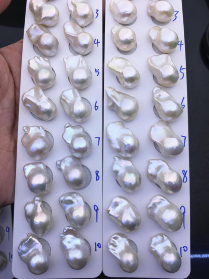 AAA 13-15x18-22mm White Flame ball Pearl Pairs - large Baroque freshwater pearl pairs,top half hole,FL15-3A-8-72