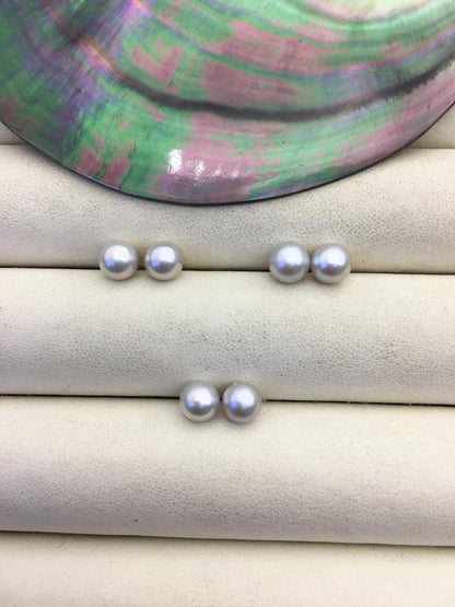 2 pairs AAA 6-6.5mm gray round freshwater pearl pair,round loose pearl wholesale,for pearl earrings,for pearl ring,RP6-3A-8