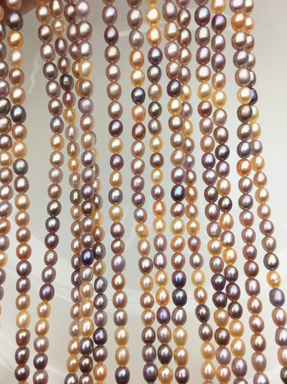 AAA 4-4.5mm pink peach purple rice freshwater pearls,LR4-3A-42