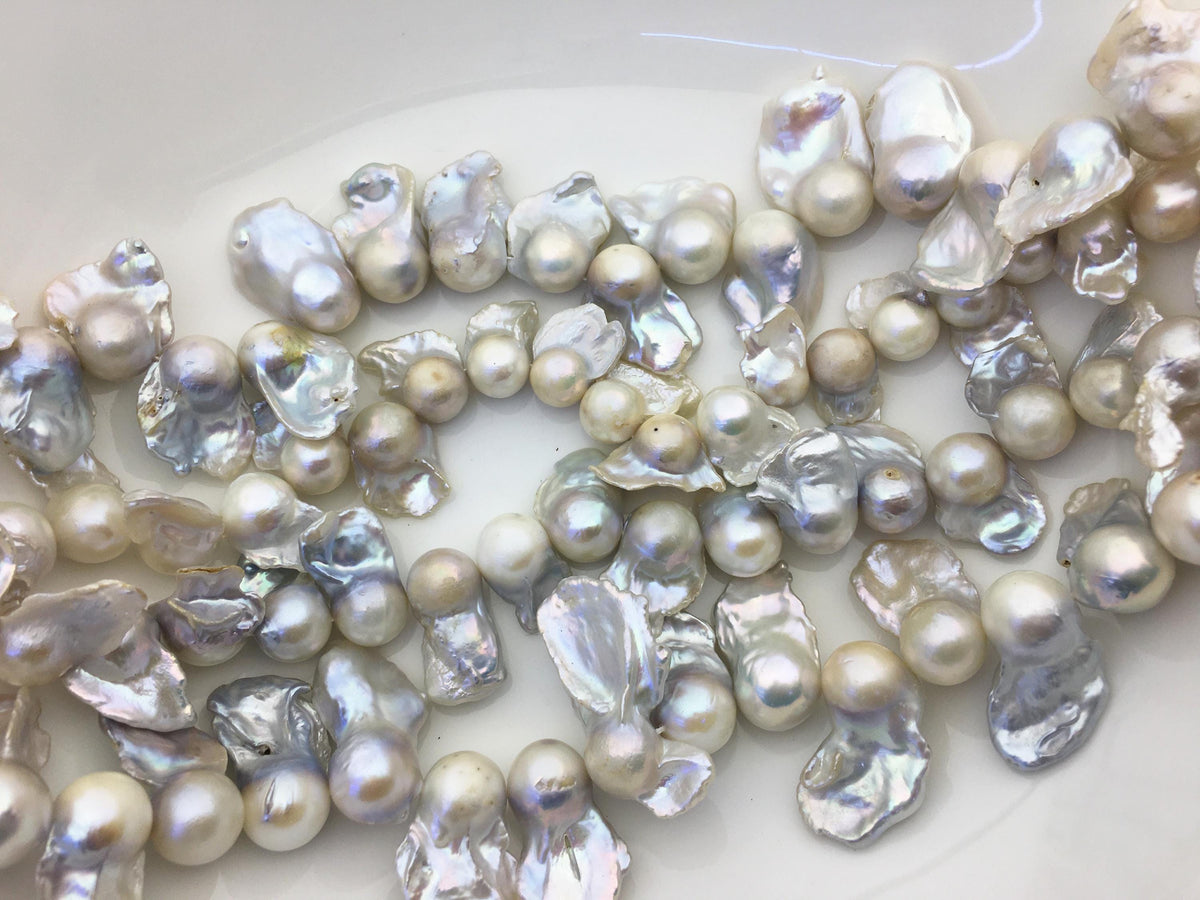15.5'' A- 12-15mm white flame ball pearl,FL15-2A-5-97