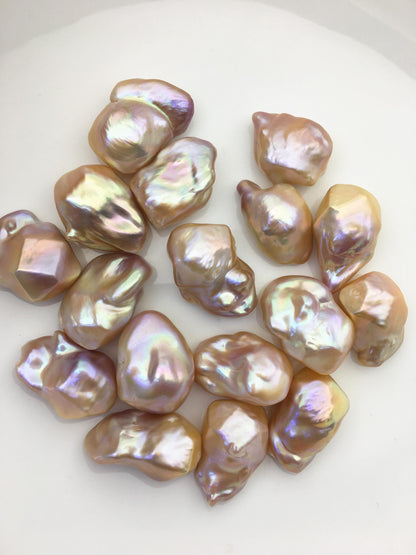 10pcs AAA/AA+ 14-18mm Big natural orange purple Flame ball Pearl - half hole,FL15-T4-24