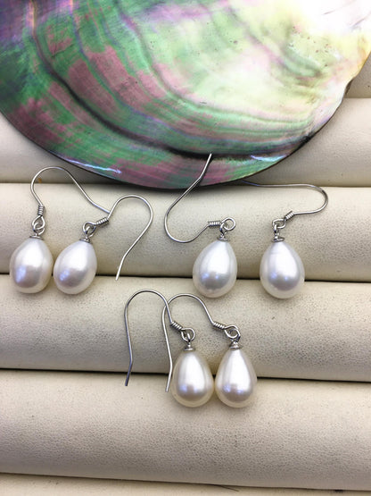 2 pairs AAA 8.3-9.3mm white teardrop pearl dangle earrings,S925 Sterling Sliver pearl earrings,pearl for women,SE3-T8