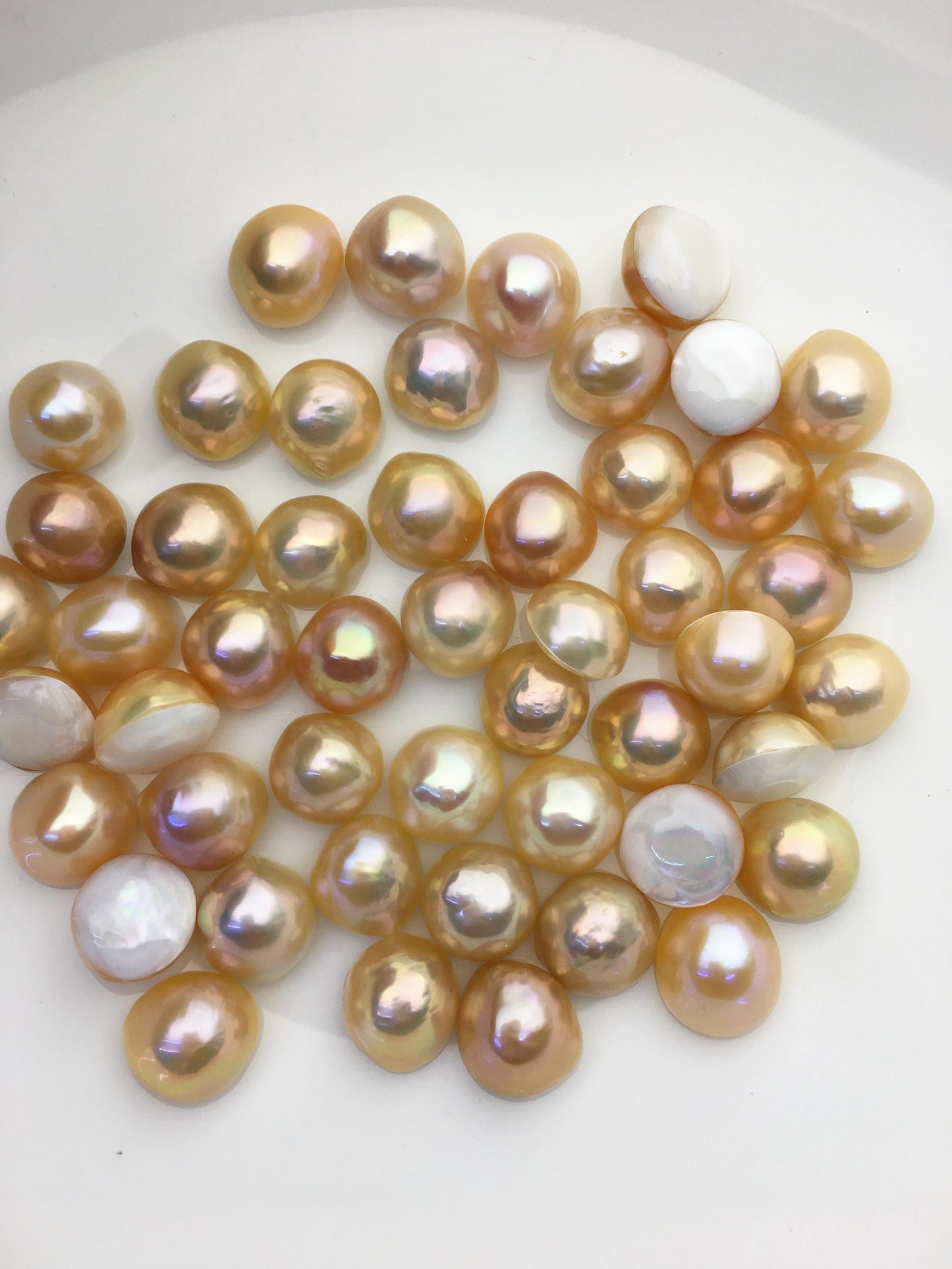 10pcs AAA 12-13mm Natural Orange Rainbow Baroque Mabe Natural Rainbow Freshwater Pearls,no hole,MB-T43
